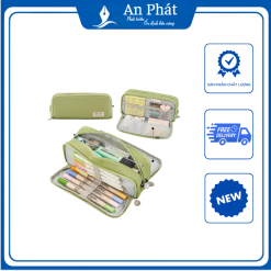 Túi vải đựng bút 3 ngăn tiện lợi