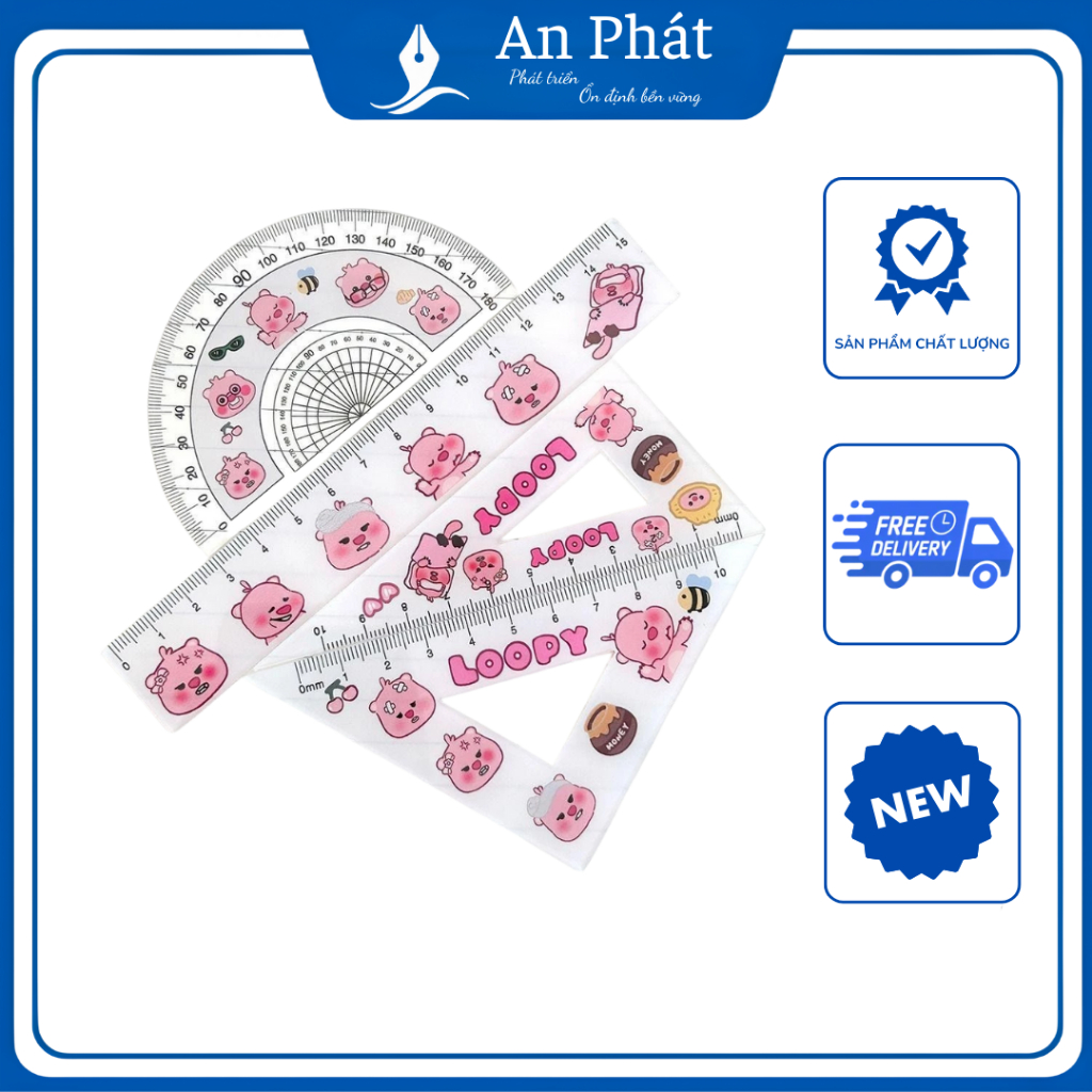 Bộ thước đo đa chức năng cho bé trai/bé gái họa tiết nhân vật hoạt hình - Văn Phòng Phẩm An Phát - Ảnh 3