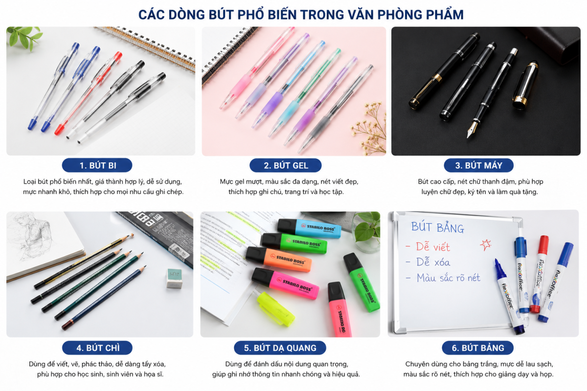 Các loại bút phù hợp cho mọi lứa tuổi